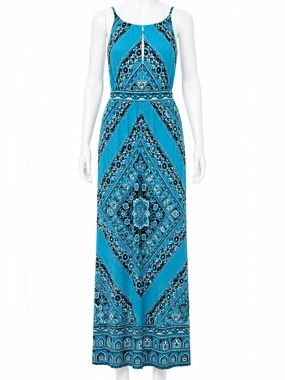 knee length dresses for ladies Printed Long Sleeve Maxi Dress main image 1